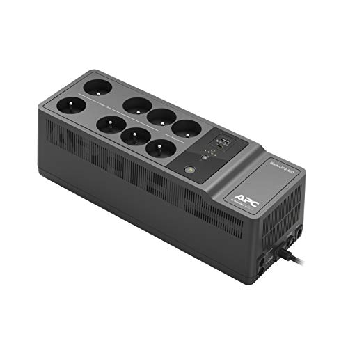 APC Back-UPS Essential BE850G2-FR - UPS protegido contra sobretensiones con batería de respaldo de 850 VA (8 salidas, protección contra sobretensiones, 2 puertos de carga rápidos USB tipo A y tipo C)