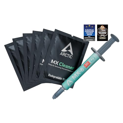 ARCTIC MX-6 (4 g, INCL. 6 MX Cleaner) - Pasta térmica de alto rendimiento para CPU, consolas, tarjetas gráficas, portátiles, pasta térmica, muy alta conductividad térmica