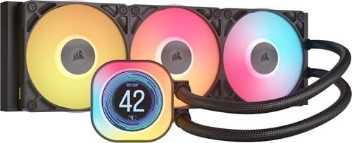 CORSAIR iCUE Link Titan 360 RX LCD CPU Refrigerador líquido - Cámara de enfriamiento FlowDrive - Intel LGA 1851/1700, AMD AM5/AM4 - 3 ventiladores RX120 RGB - Concentrador iCUE Link incluido - Negro