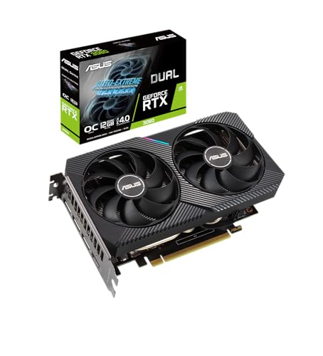 ASUS DUAL NVIDIA GeForce RTX 3060 V2 OC Edition 12GB GDDR6 – Tarjeta gráfica para juegos (PCIe 4.0, 12GB, HDMI 2.1, DisplayPort 1.4a, 2 ranuras, ventiladores axiales, tecnología 0dB)