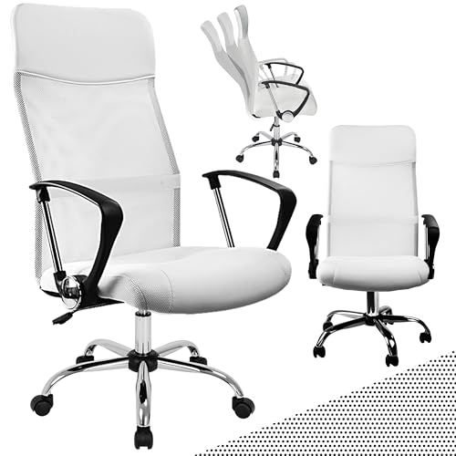 Silla de oficina Casaria Silla gaming ergonómica giratoria blanca regulable en altura con función de inclinación